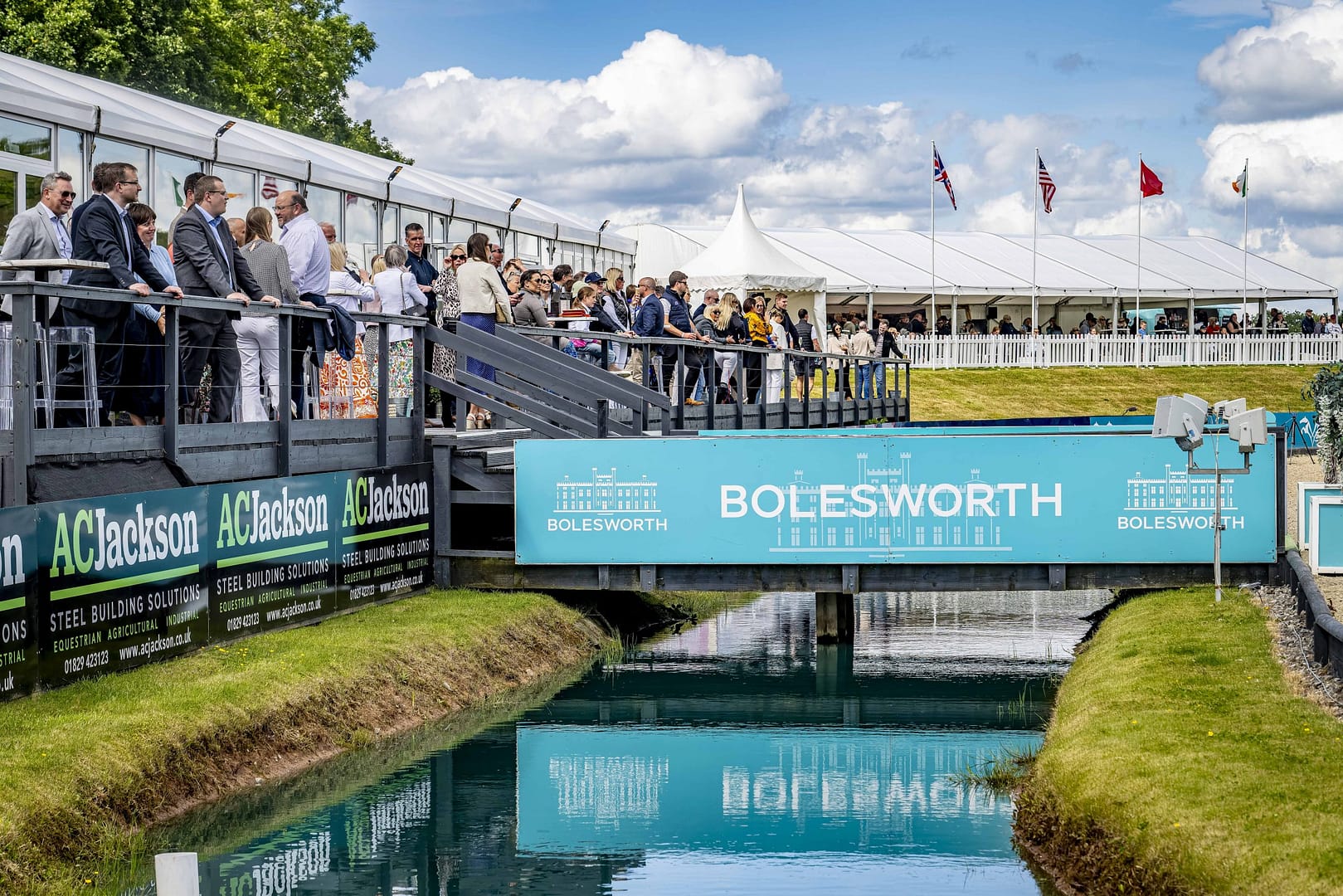 Bolesworth International marquee tent, full of elegant people overlooking the international show ground