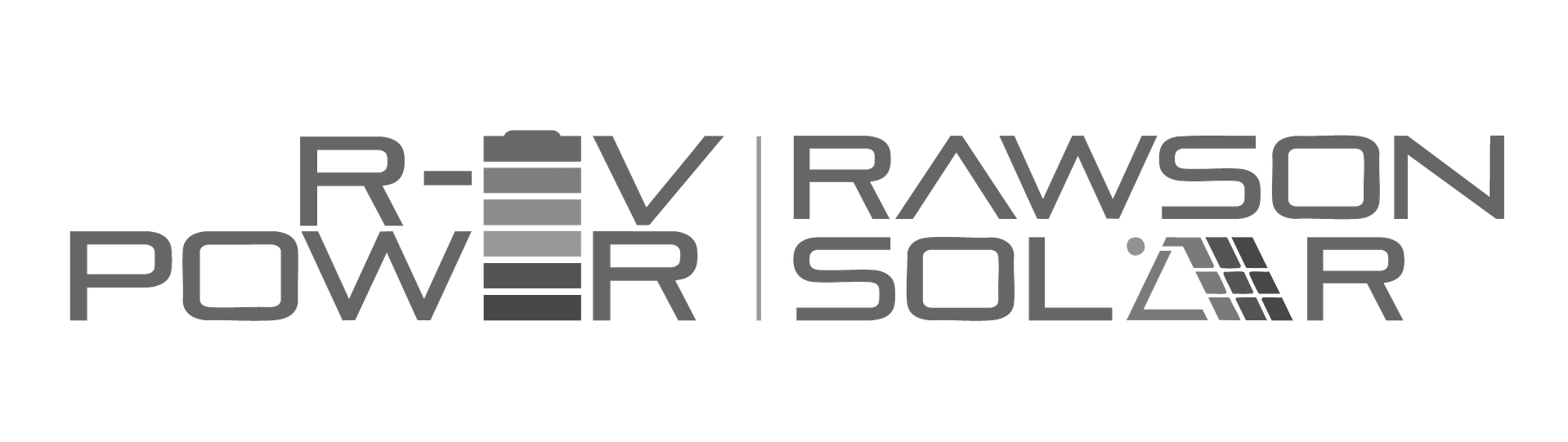 Rawson Solar logo featuring a stylized solar panel and energy-themed typography on a transparent background.
